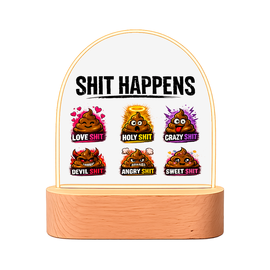 Beleuchteter Bilderrahmen Oval mit Motiv: Shit Happens
