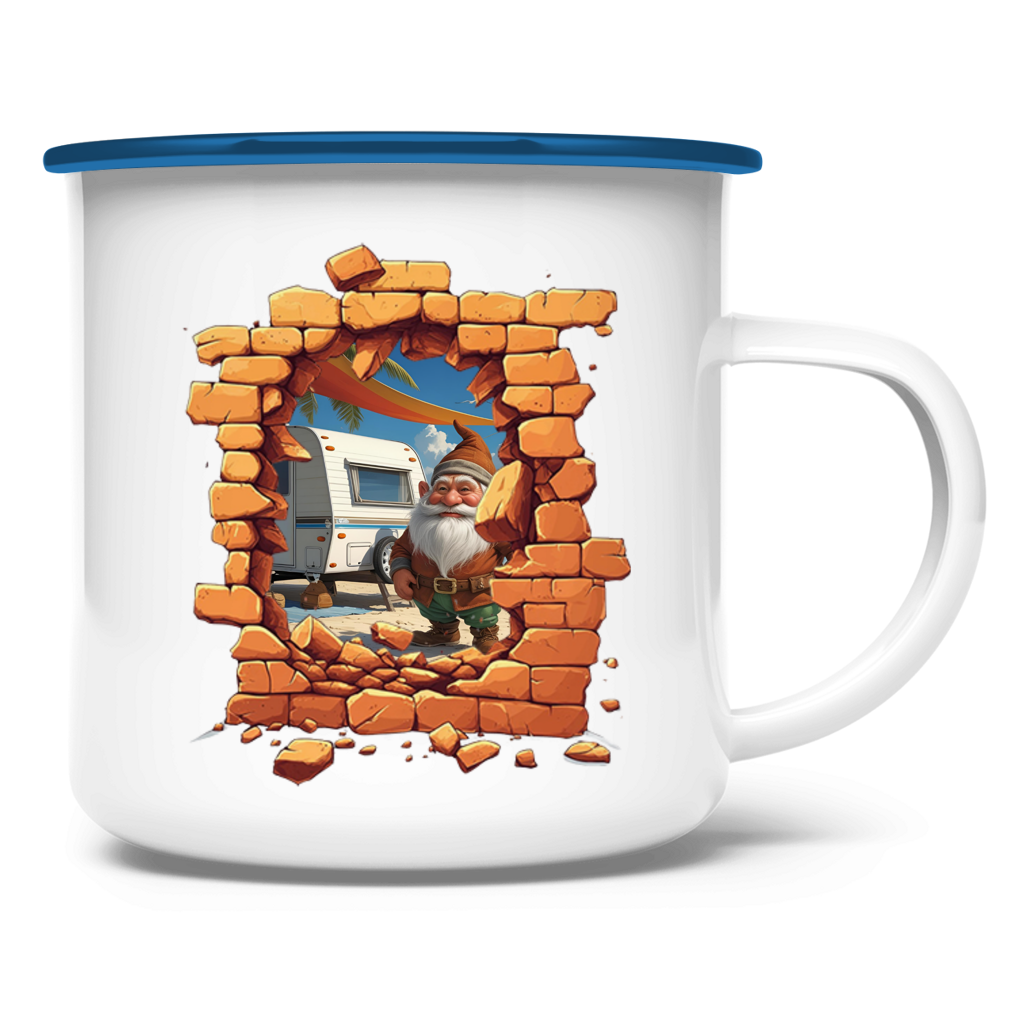 Emaille Tasse Stonebreak-Monster-Camping