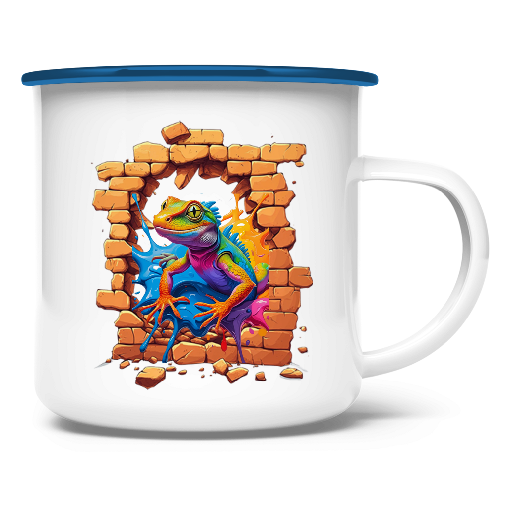 Emaille Tasse Stonebreak-Eidechse-Color