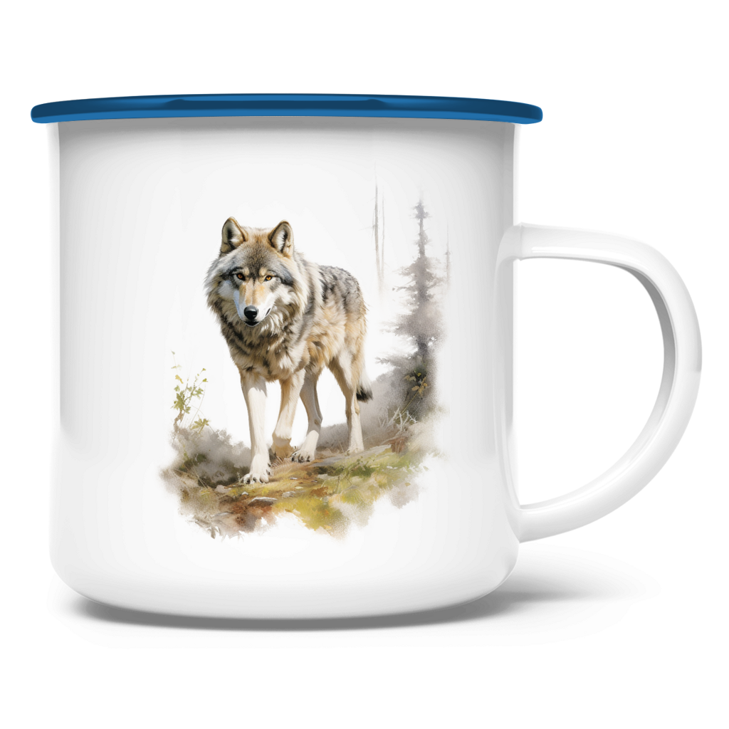 Emaille Tasse Wolf mit Motiv: Wolf4