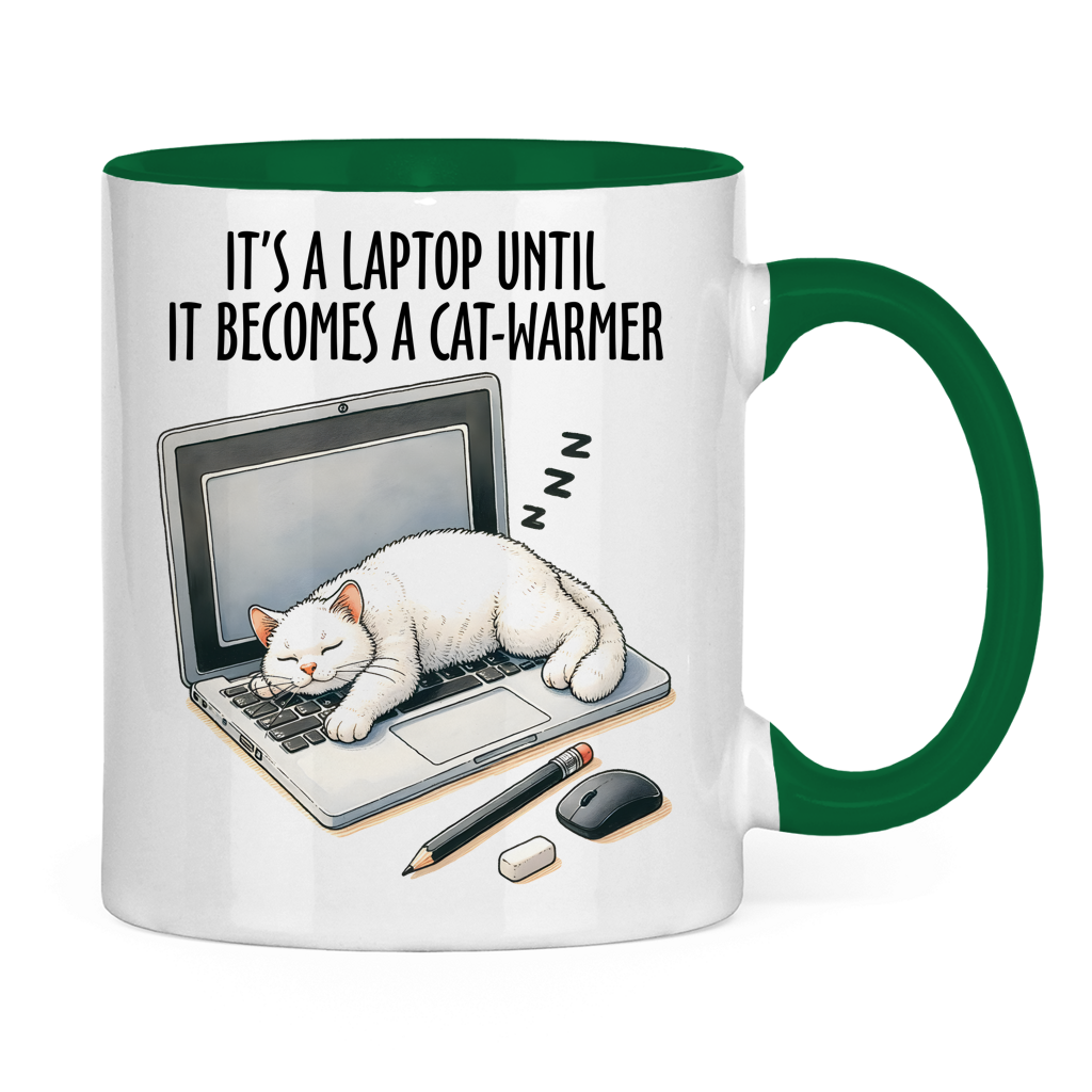 Tasse bicolore avec motif chat : Cat-Warmer