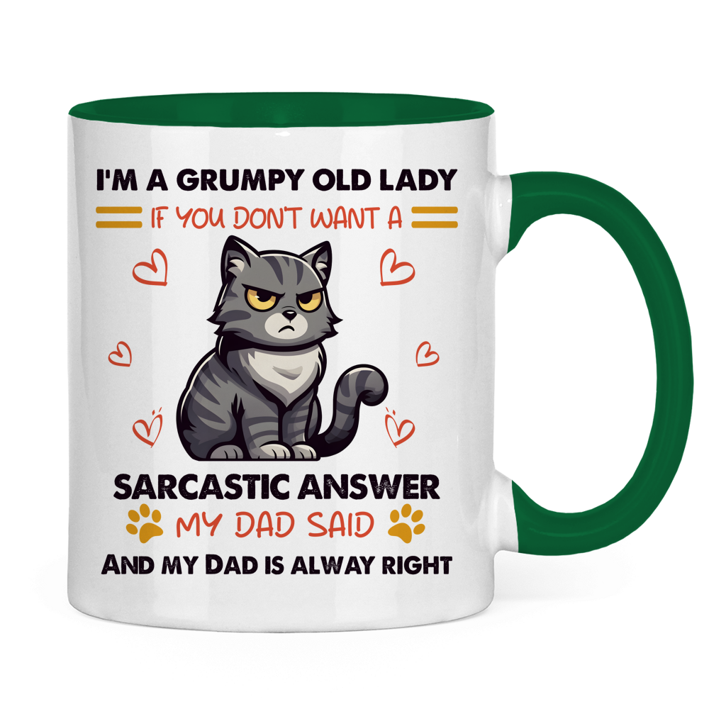 Tasse zweifarbig mit Katzen Motiv: Sarcastic Answer