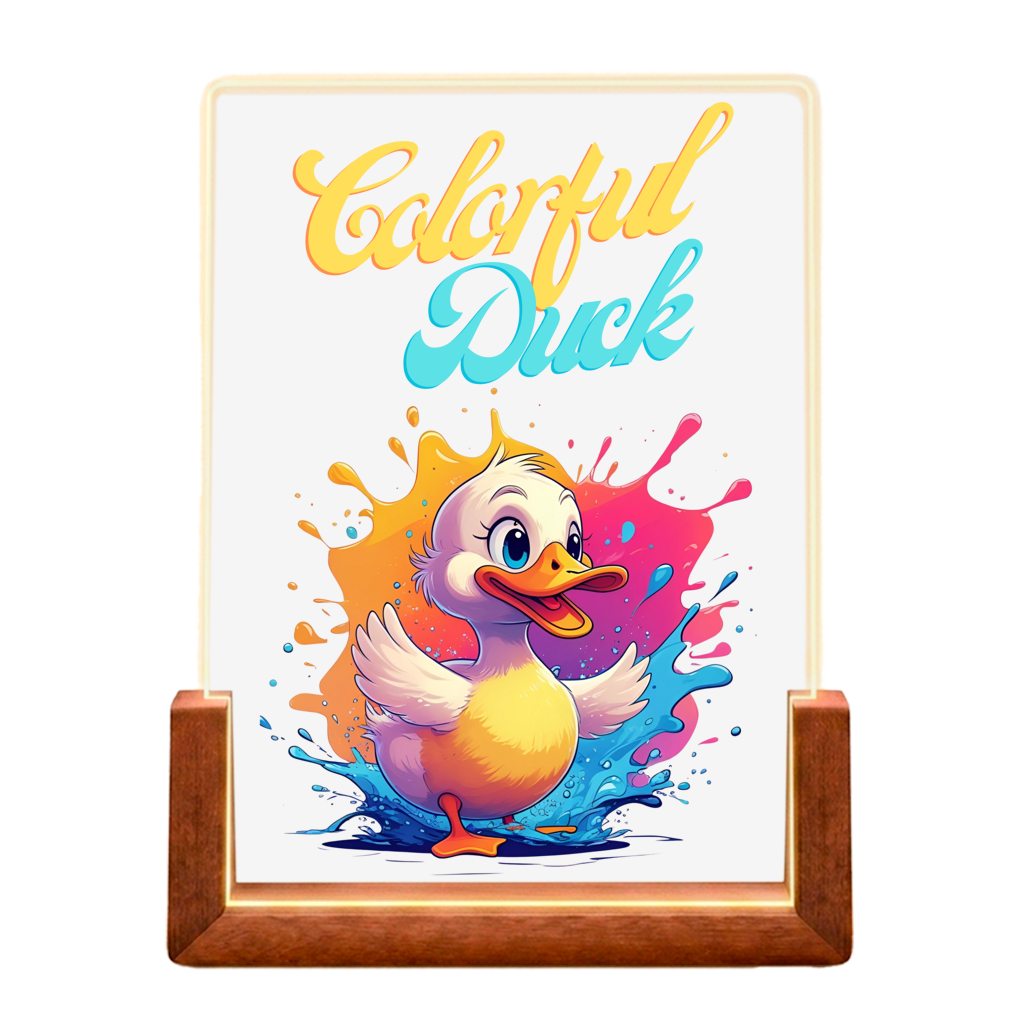 Beleuchteter Bilderrahmen Ente mit Motiv: Colorful Duck