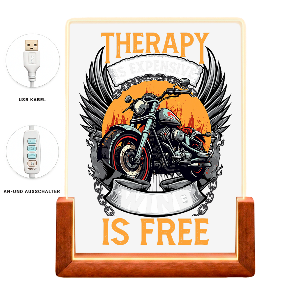 Beleuchteter Bilderrahmen Biker mit Motiv: Therapie