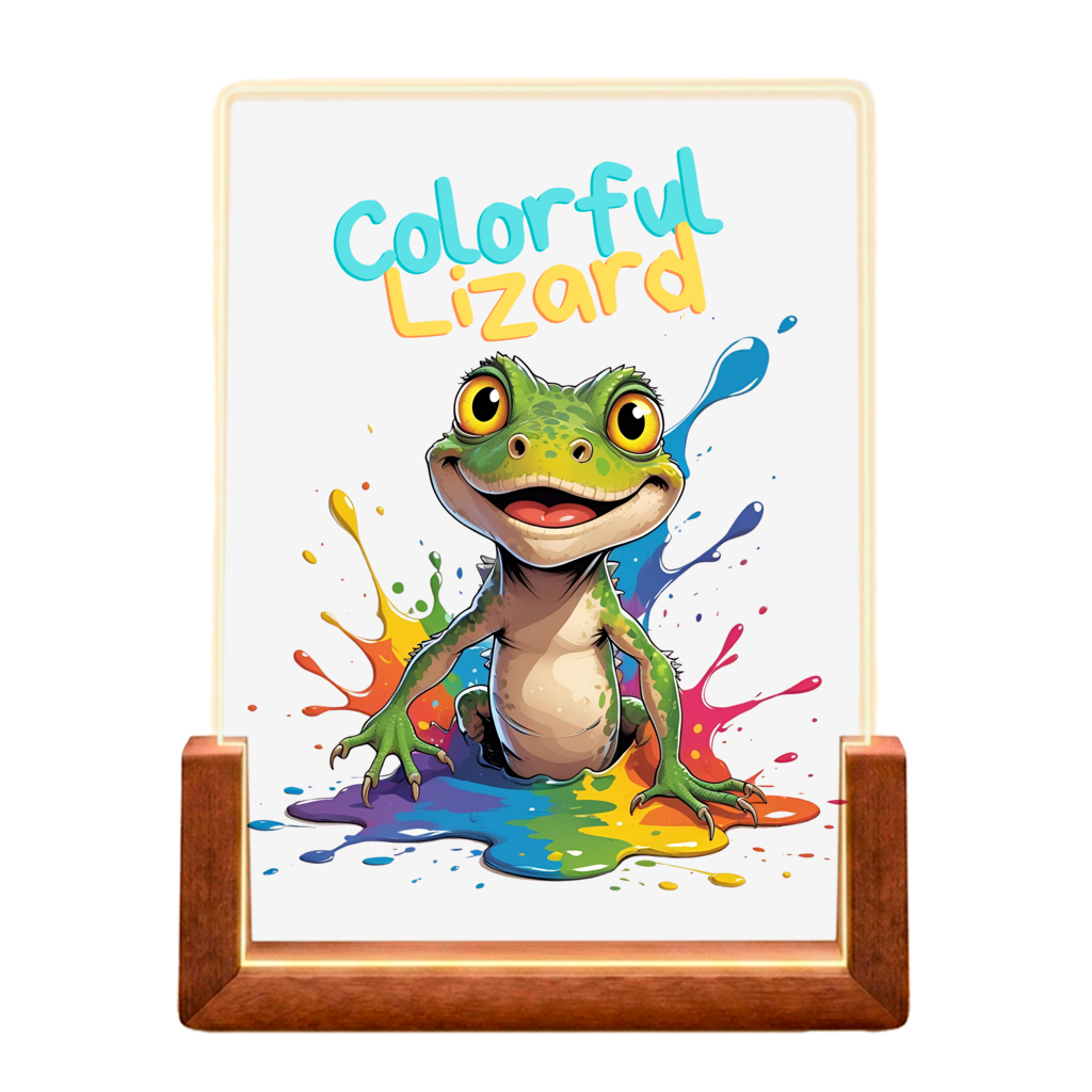 Beleuchteter Bilderrahmen Eidechse mit Motiv: Colorful Lizard