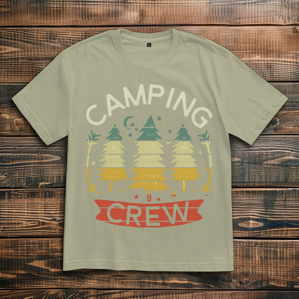Oversize T-Shirt mit Motiv: Camping Crew