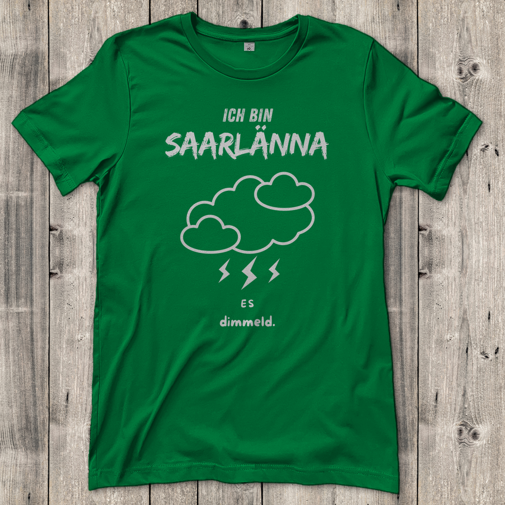 Damen T-Shirt mit Motiv: Ich bin Saarlänna - es dimmeld.