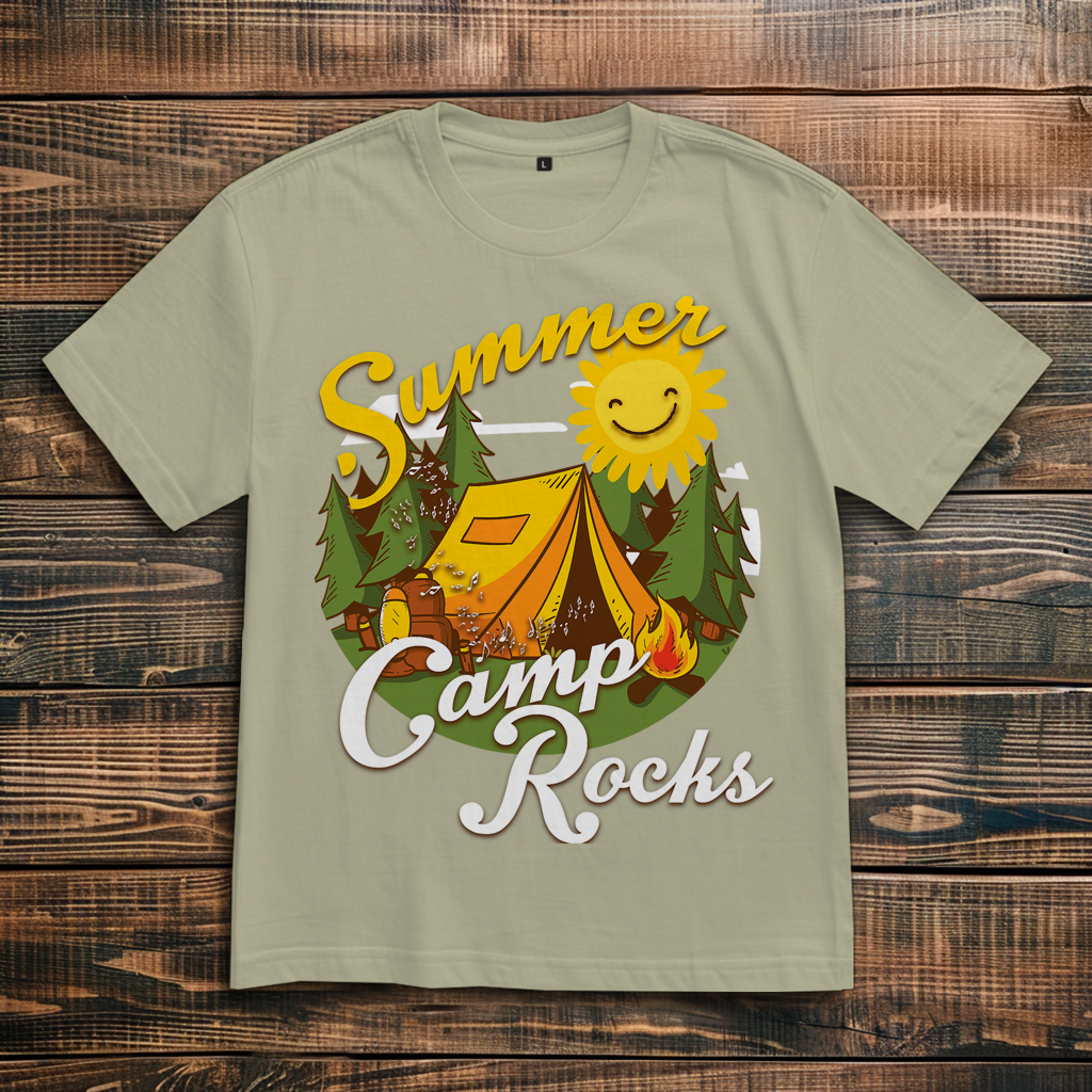 Oversize T-Shirt mit Motiv: Summer Camp Rocks