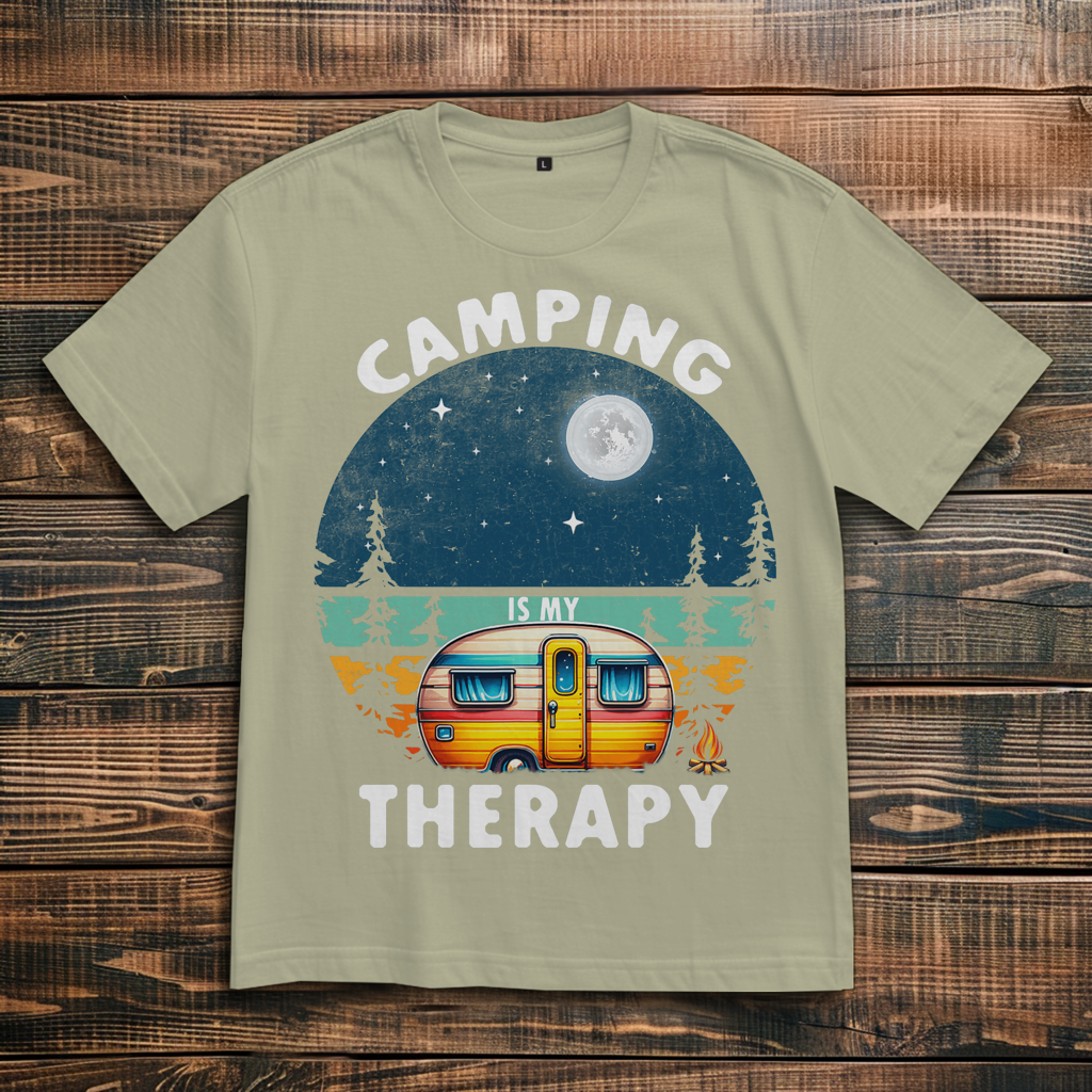 Oversize T-Shirt mit Motiv: Camping Therapie 2