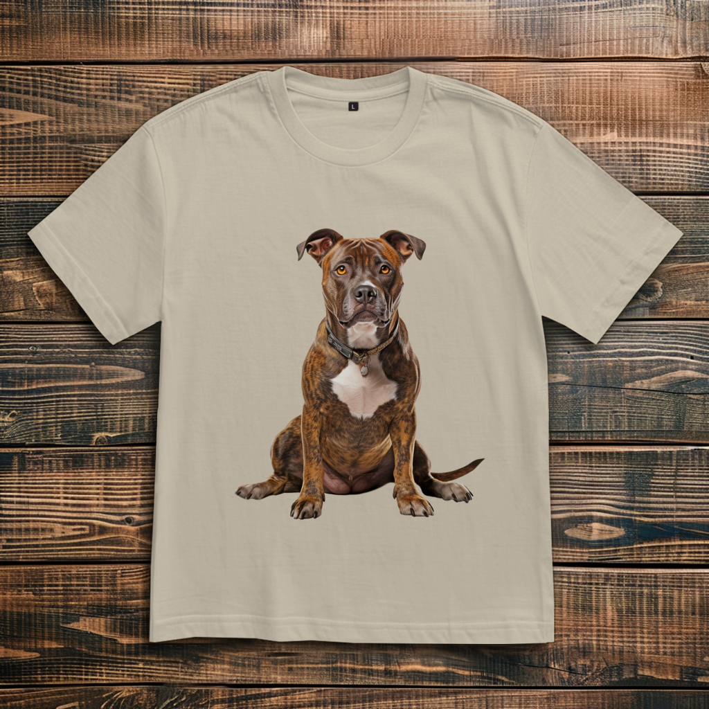 Oversize T-Shirt mit Motiv: American-Staffordshire-Terrier