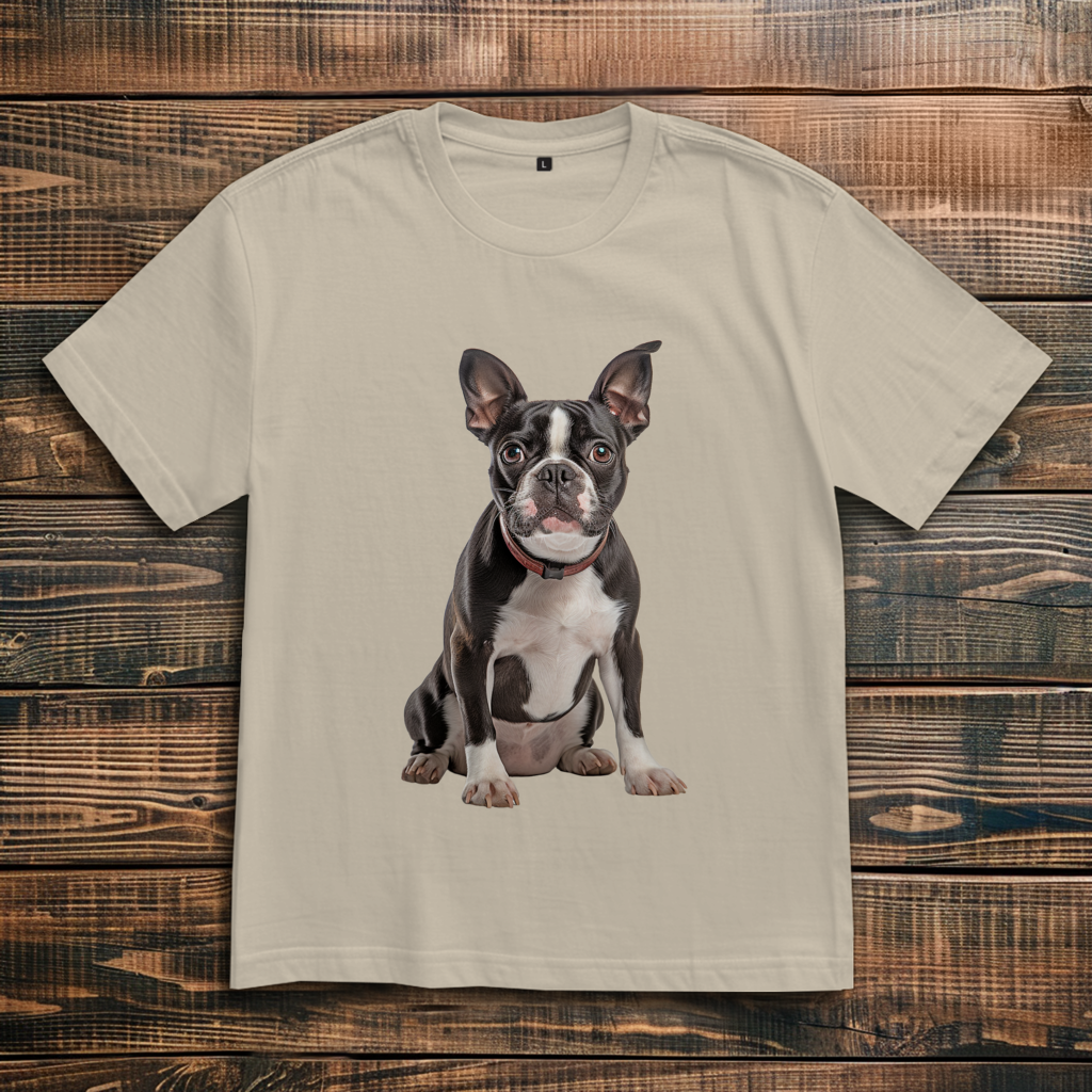Oversize T-Shirtmit Motiv: Boston-Terrier