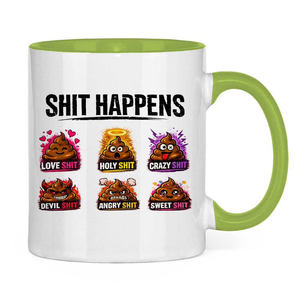 Tasse bicolore avec motif : Merde arrive