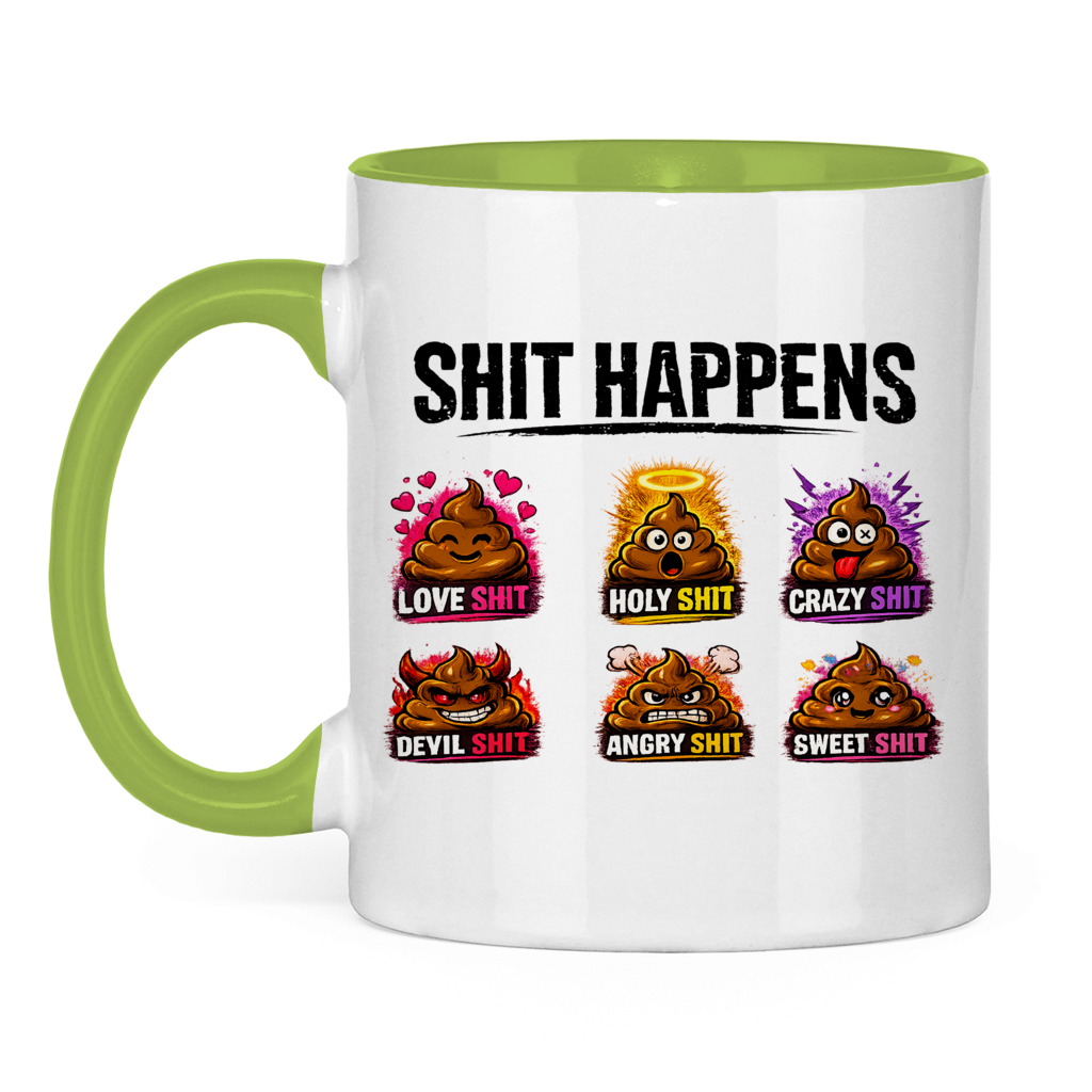 Tasse bicolore avec motif : Merde arrive