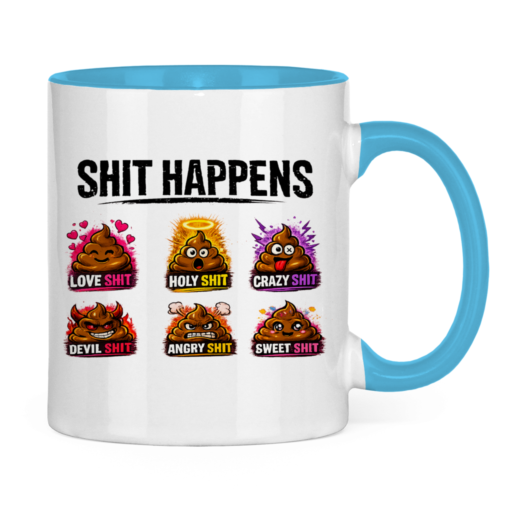 Tasse bicolore avec motif : Merde arrive