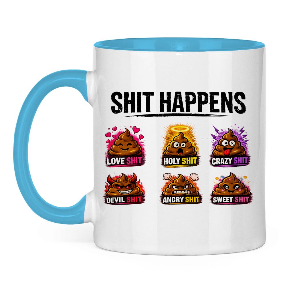 Tasse bicolore avec motif : Merde arrive