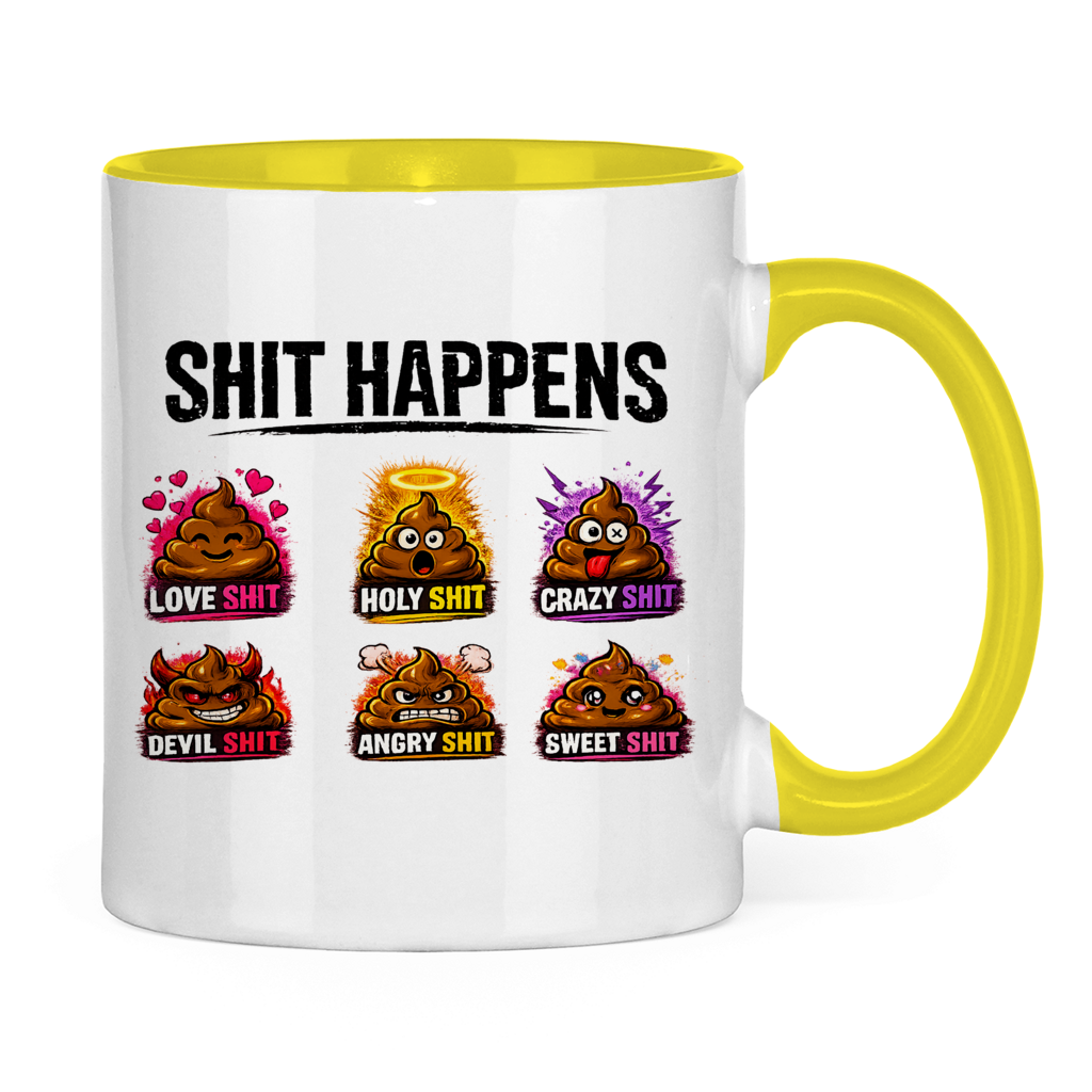 Tasse bicolore avec motif : Merde arrive