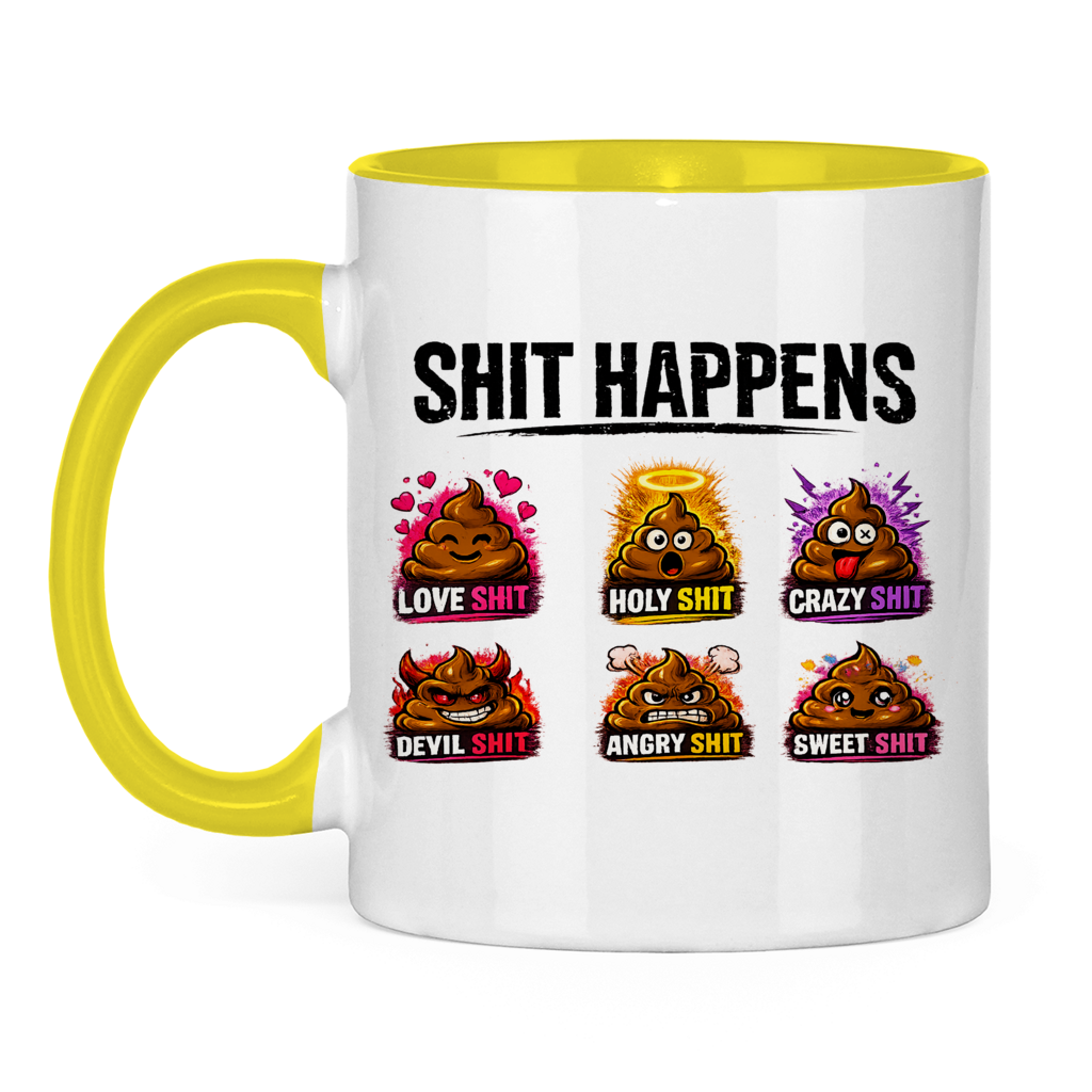 Tasse bicolore avec motif : Merde arrive