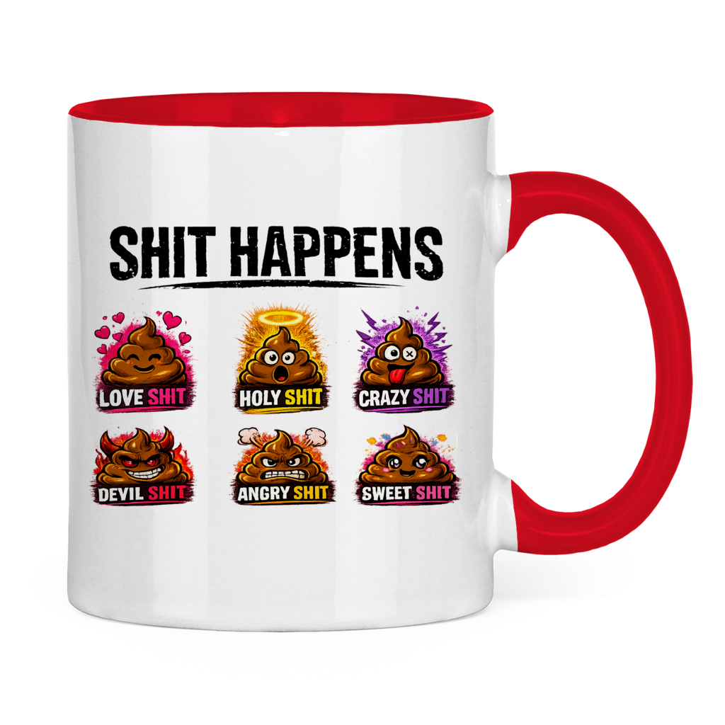 Tasse bicolore avec motif : Merde arrive