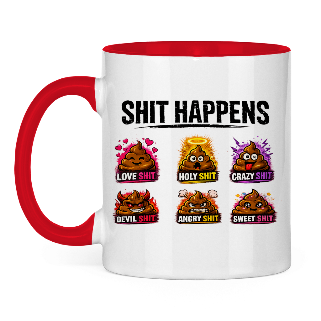 Tasse bicolore avec motif : Merde arrive