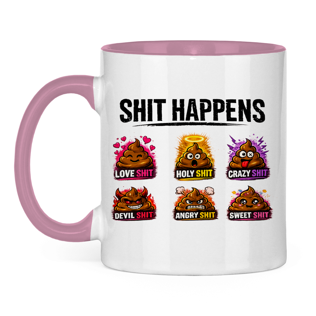 Tasse bicolore avec motif : Merde arrive