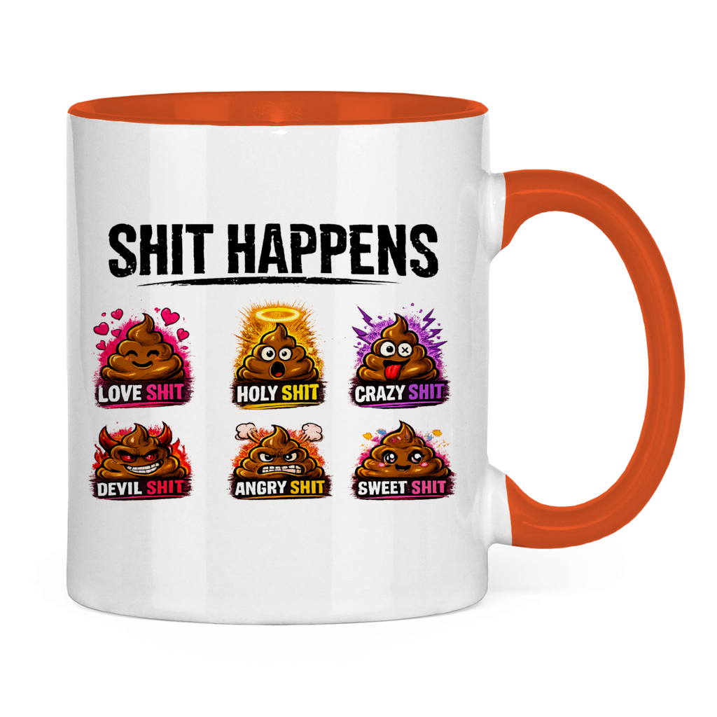 Tasse bicolore avec motif : Merde arrive