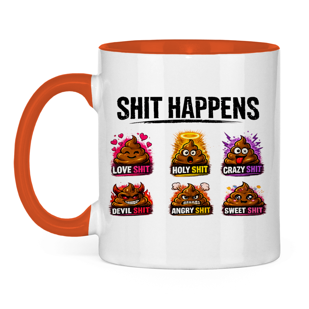 Tasse bicolore avec motif : Merde arrive