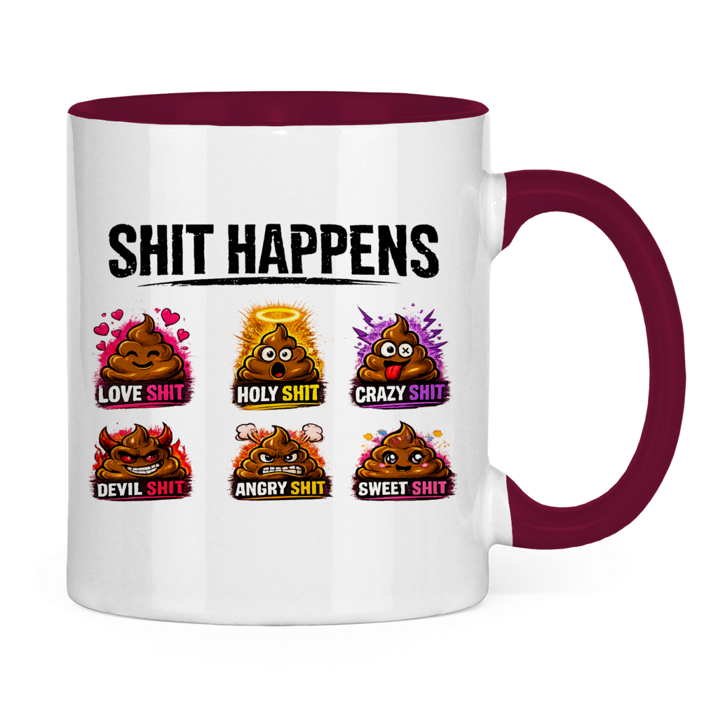 Tasse bicolore avec motif : Merde arrive