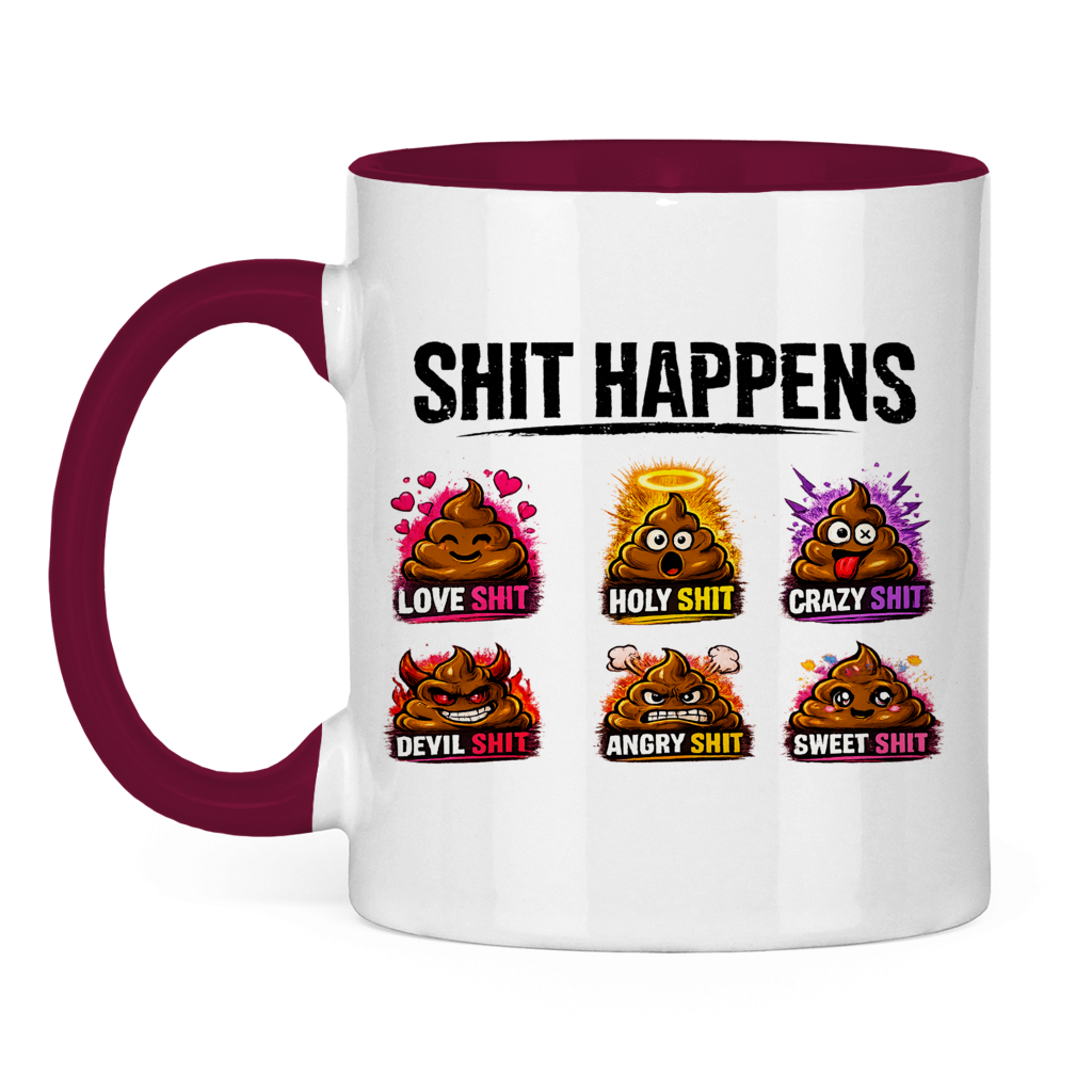 Tasse bicolore avec motif : Merde arrive