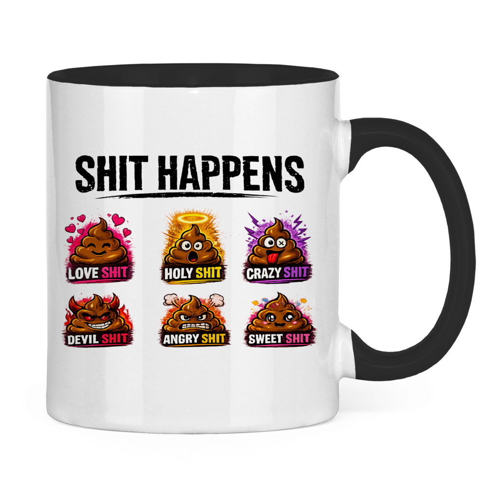 Tasse bicolore avec motif : Merde arrive
