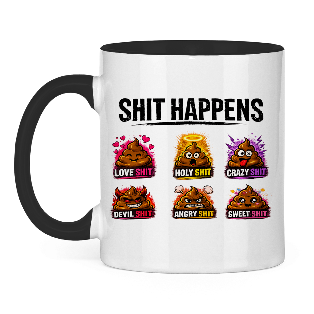 Tasse bicolore avec motif : Merde arrive