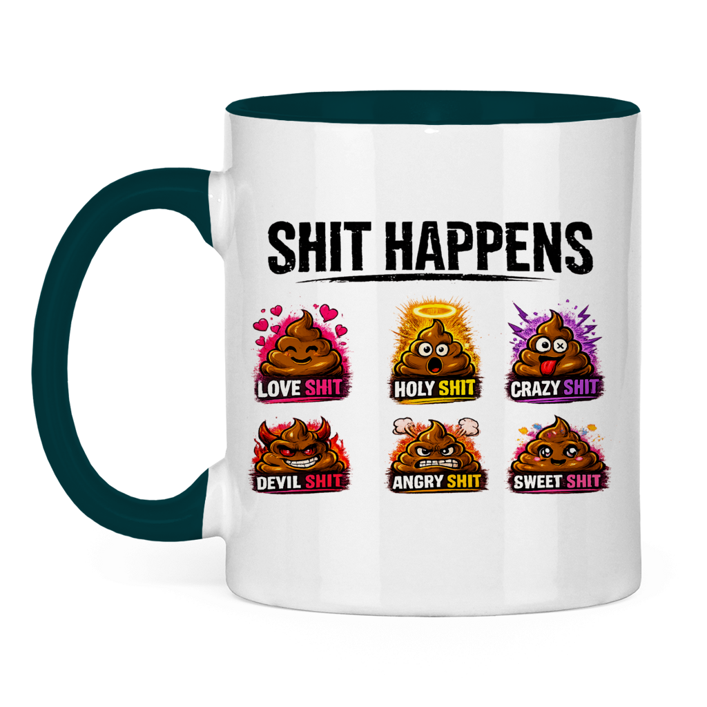 Tasse bicolore avec motif : Merde arrive