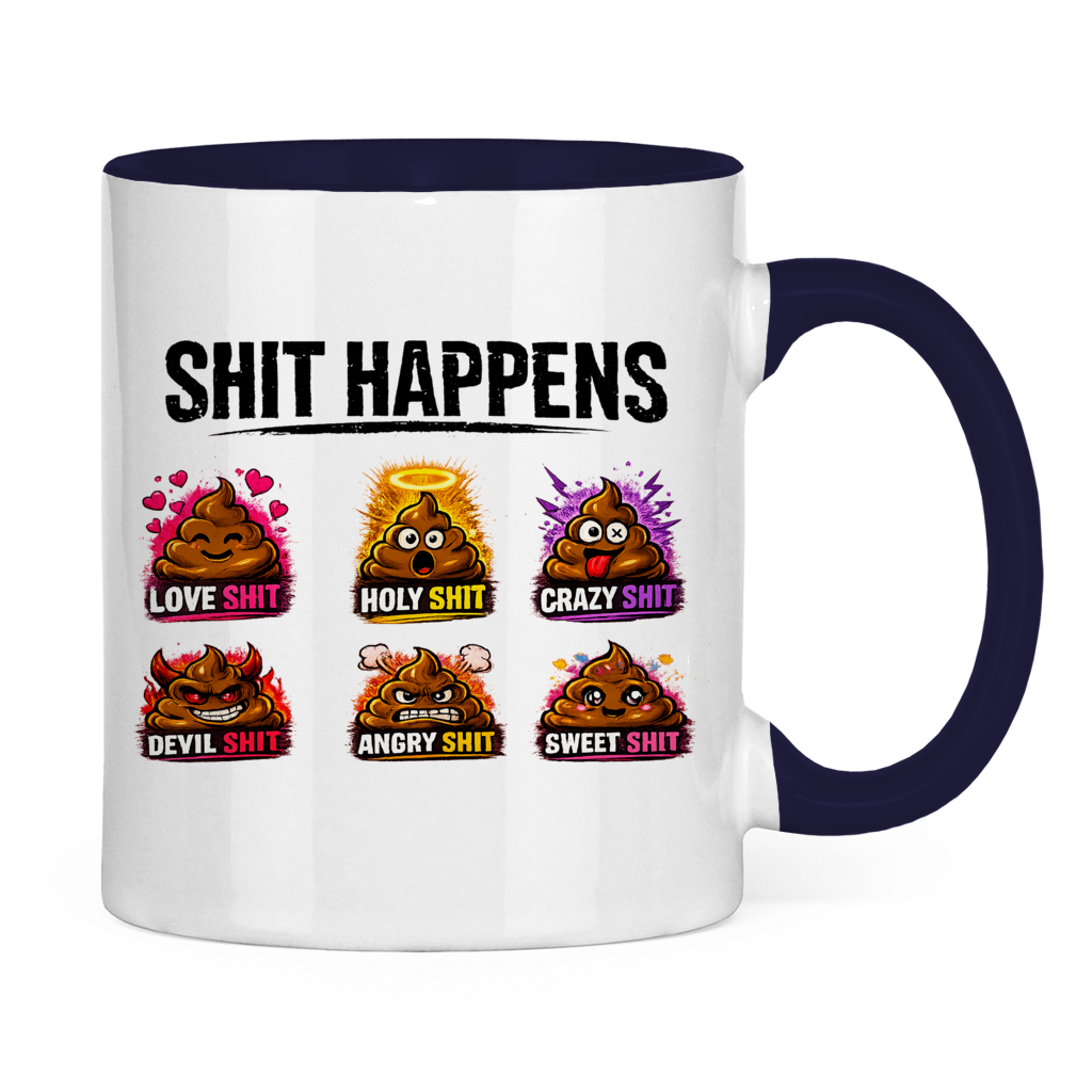 Tasse bicolore avec motif : Merde arrive