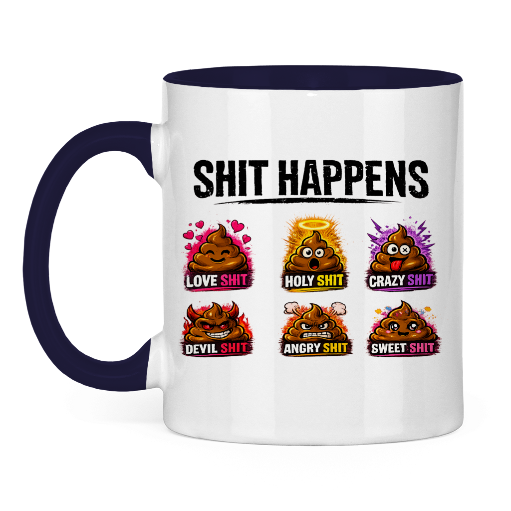 Tasse bicolore avec motif : Merde arrive