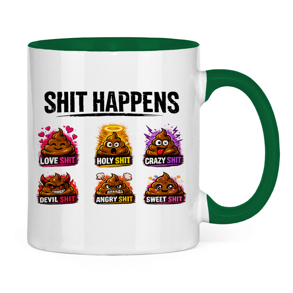 Tasse bicolore avec motif : Merde arrive