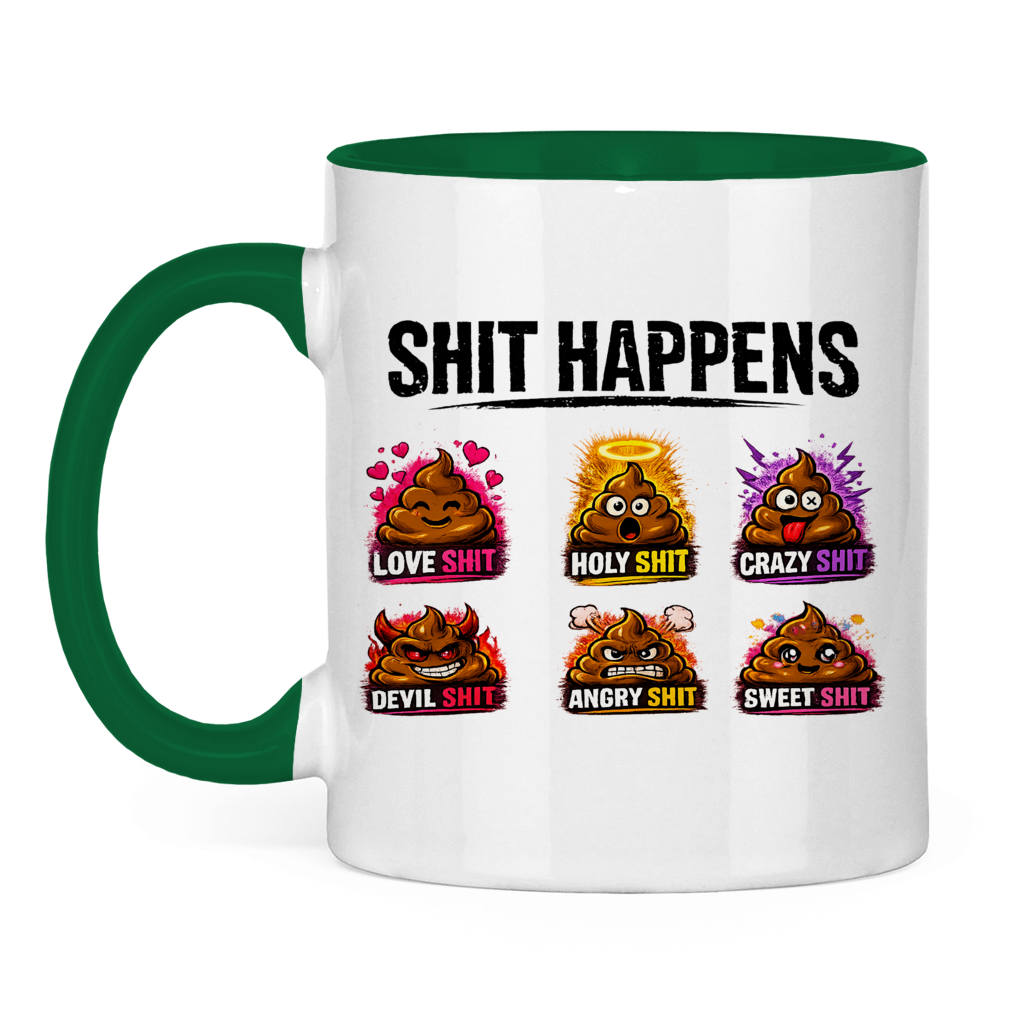 Tasse bicolore avec motif : Merde arrive