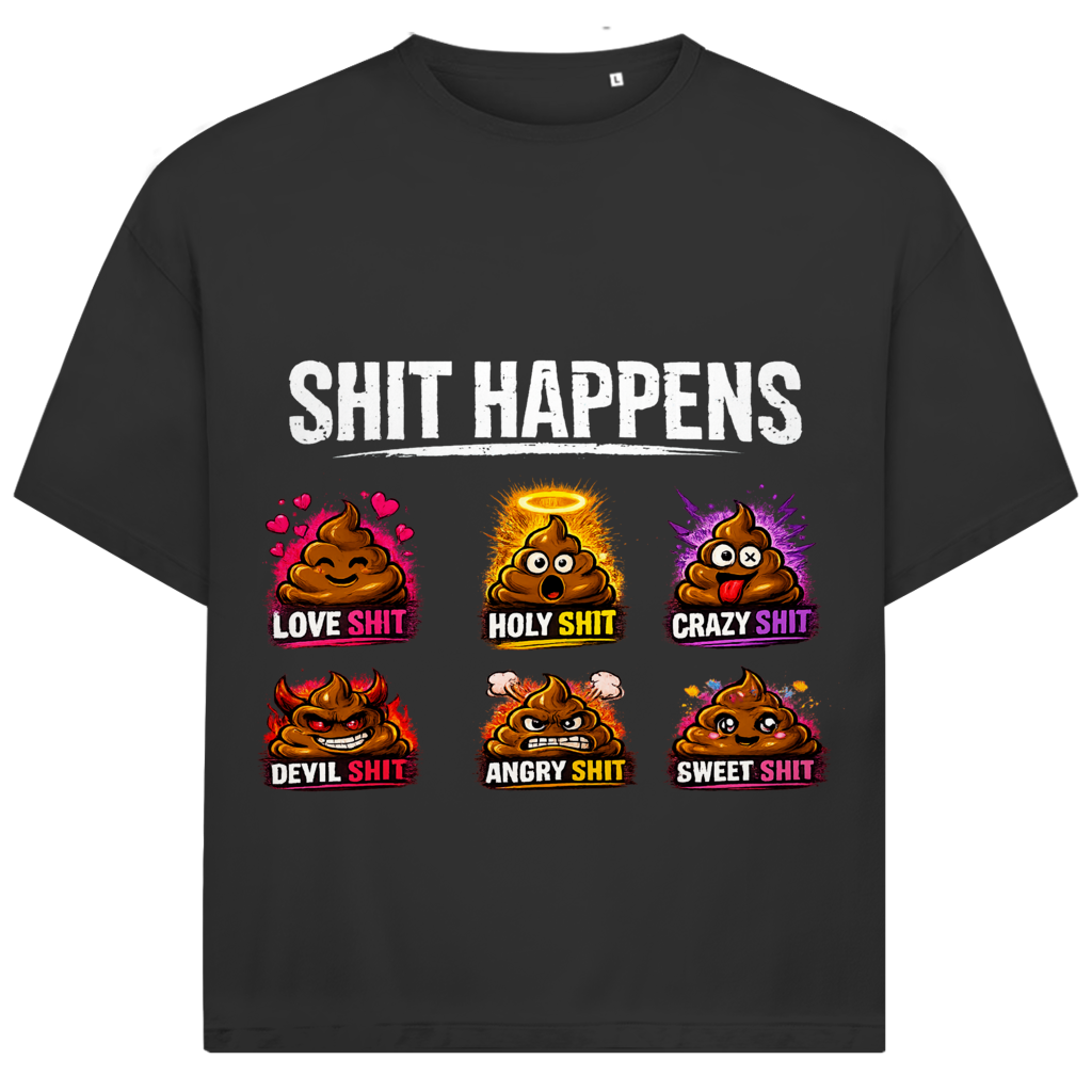 Jack and Jones Oversize T-Shirt mit Motiv: Shit Happens