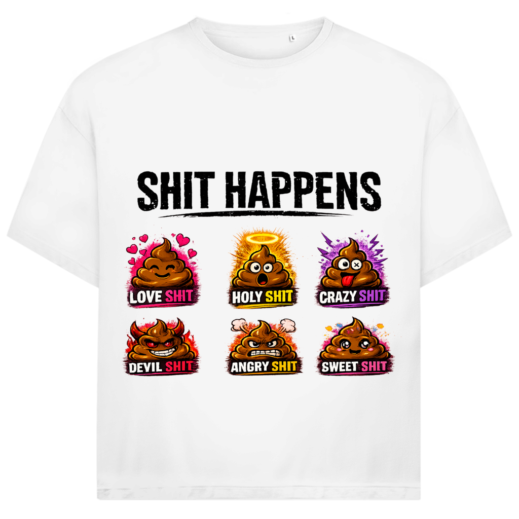 Jack and Jones Oversize T-Shirt mit Motiv: Shit Happens