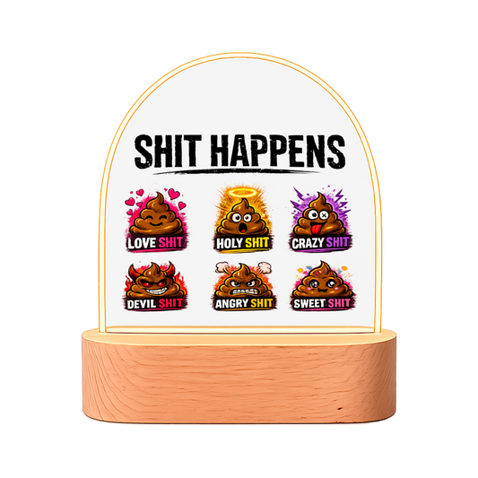Beleuchteter Bilderrahmen Oval mit Motiv: Shit Happens