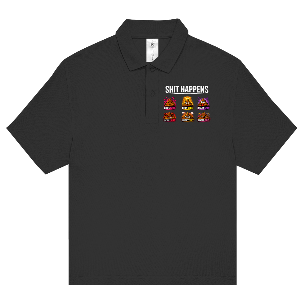 Unisex Poloshirt mit Motiv: Shit Happens