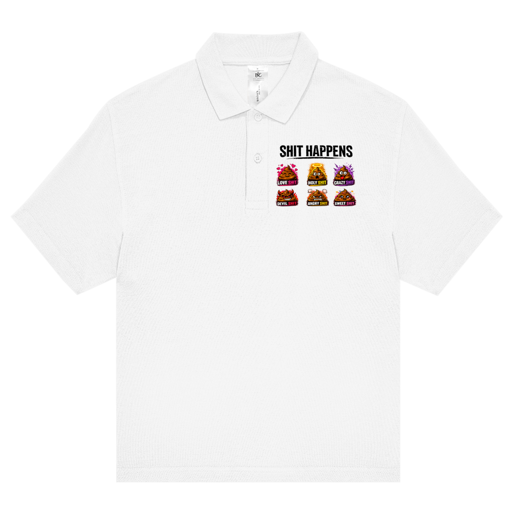 Unisex Poloshirt mit Motiv: Shit Happens