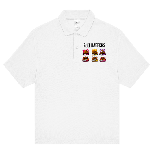 Unisex Poloshirt mit Motiv: Shit Happens