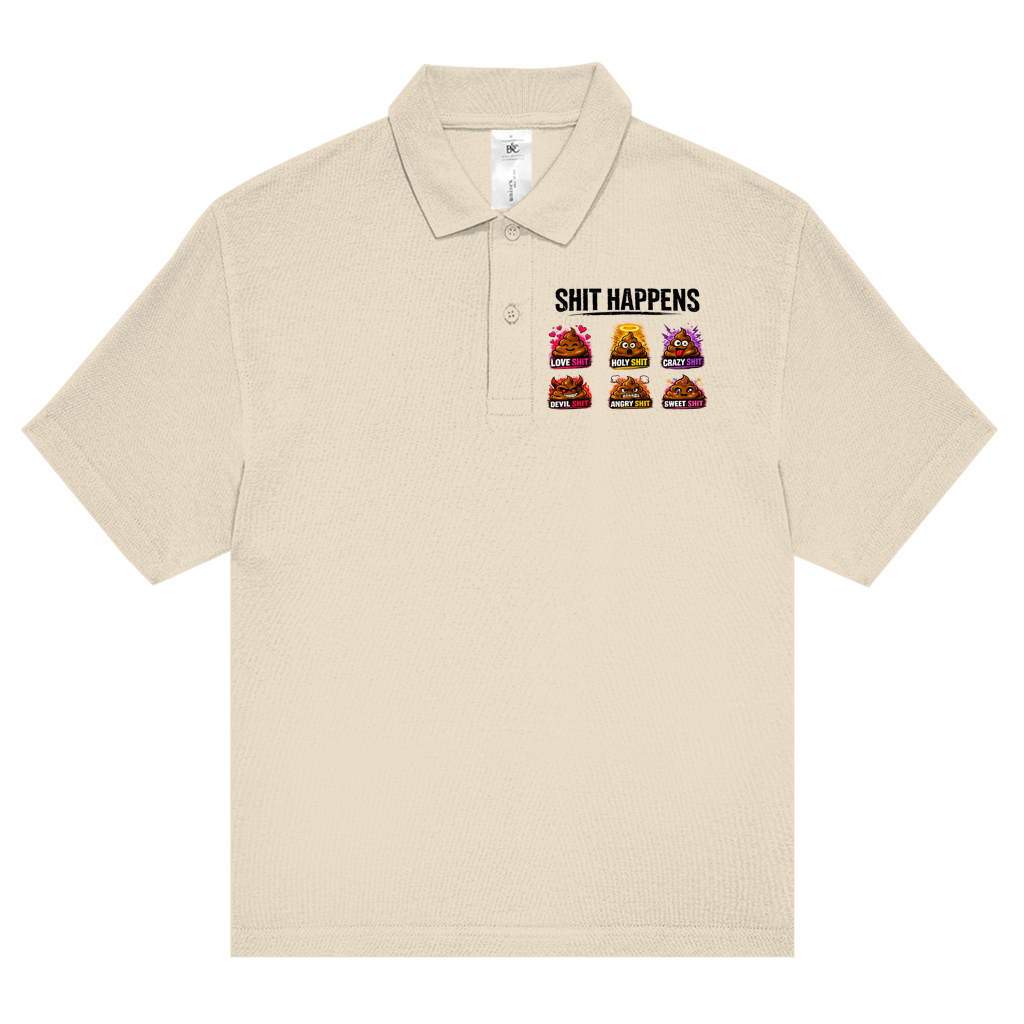 Unisex Poloshirt mit Motiv: Shit Happens