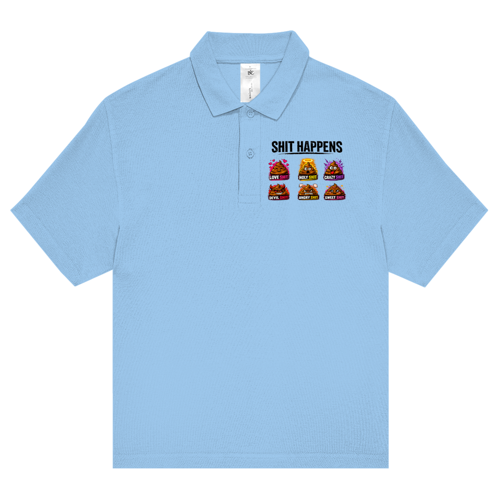 Unisex Poloshirt mit Motiv: Shit Happens