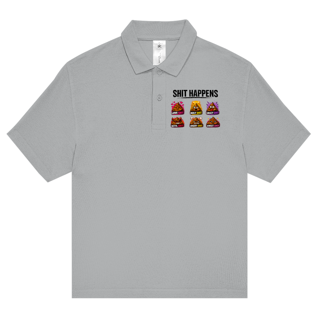Unisex Poloshirt mit Motiv: Shit Happens