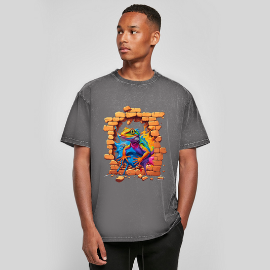 Oversize Washed T-Shirt Stonebreak-Eidechse-Color