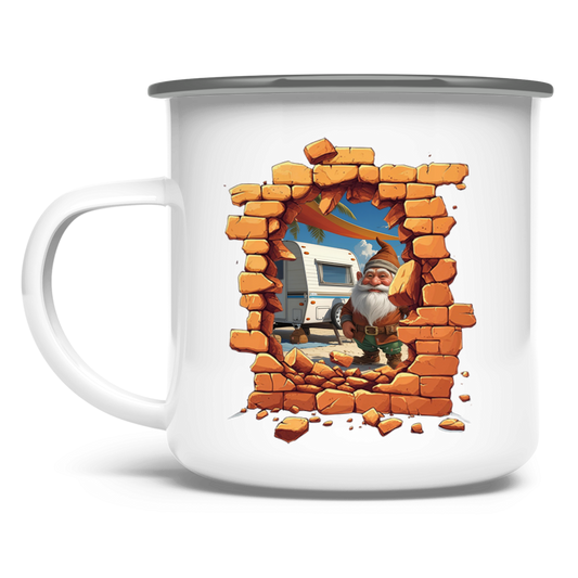 Emaille Tasse Stonebreak-Monster-Camping