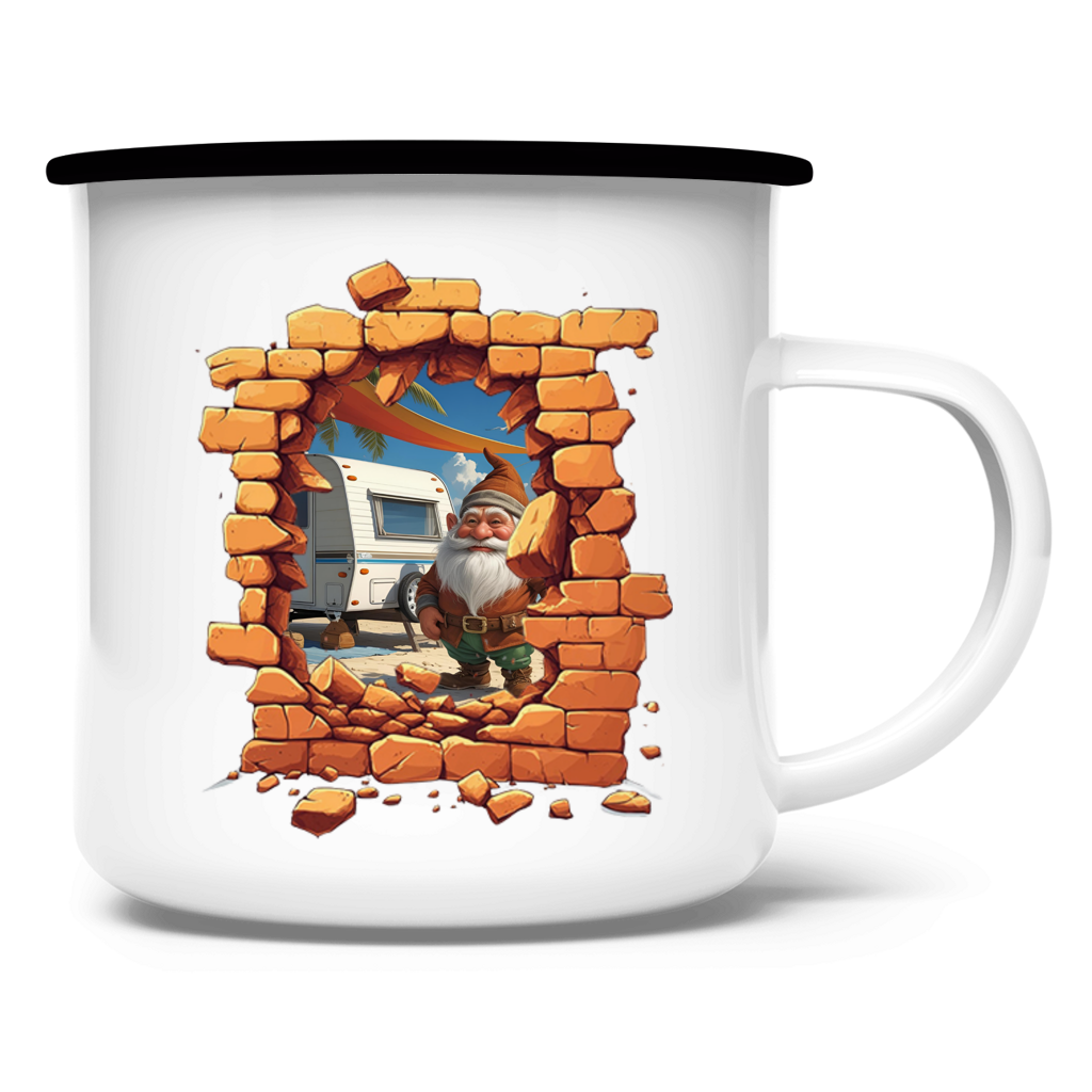Emaille Tasse Stonebreak-Monster-Camping