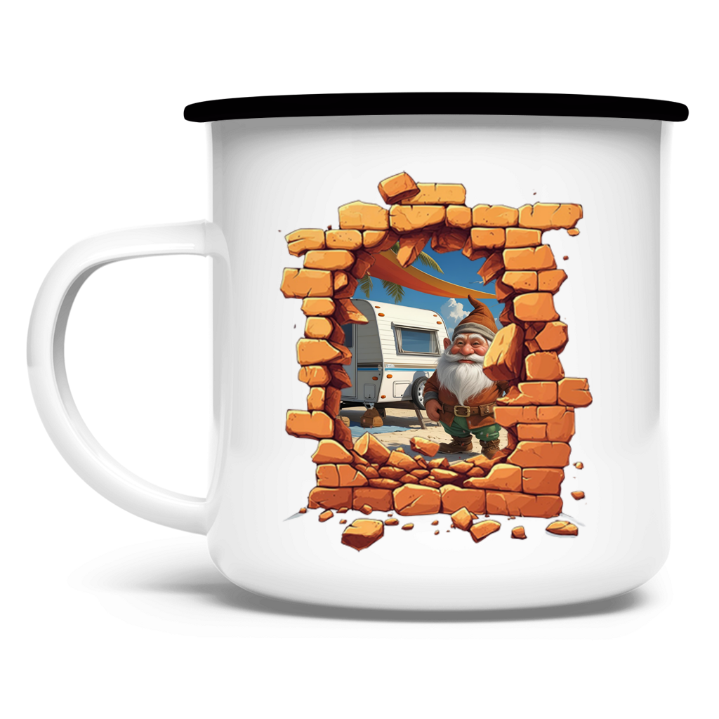 Emaille Tasse Stonebreak-Monster-Camping