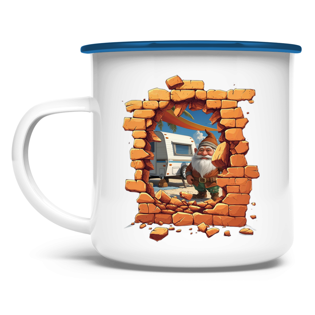 Emaille Tasse Stonebreak-Monster-Camping