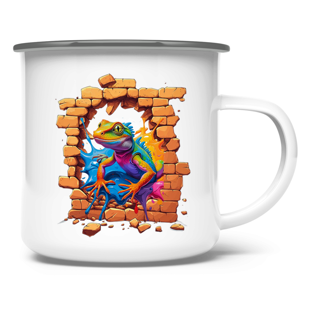Emaille Tasse Stonebreak-Eidechse-Color